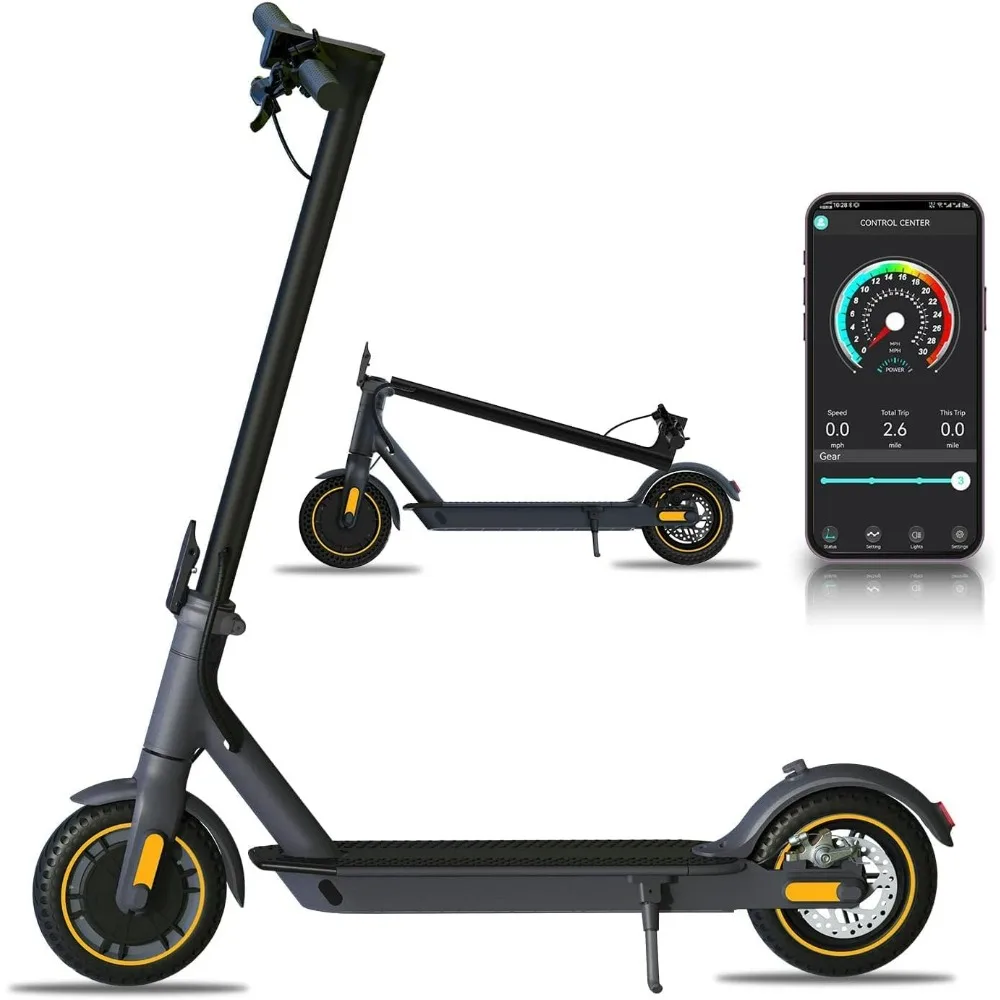 

Electric Scooter,600W Motor Powerful Motor up to 19Miles Range Folding Commute Electric Scooter for Adults with 10" Solid Tires