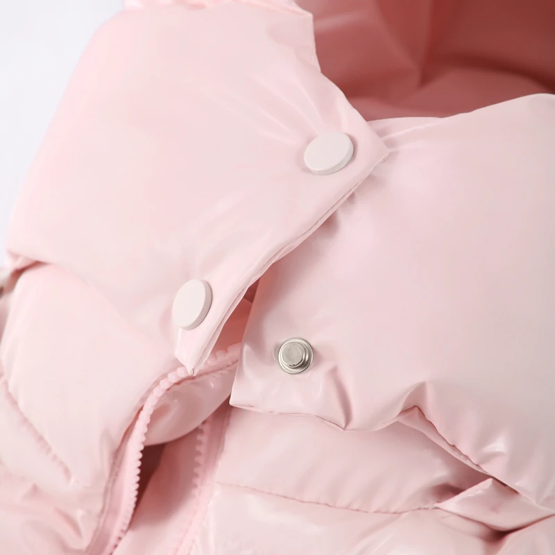 Chic Reflective Fabric Lace Up Hooded Cotton Jacket Women Stand Collar Full Sleeve Zipper Warm Overcoat 2026 Winter Lady Outwear