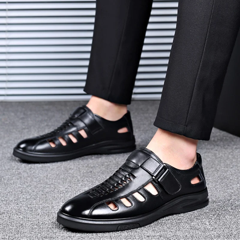 

2022 The new Summer High Quality Genuine Leather Men Sandals Breathable Outdoor Beach Men Roman Sandals Casual Men's shoes