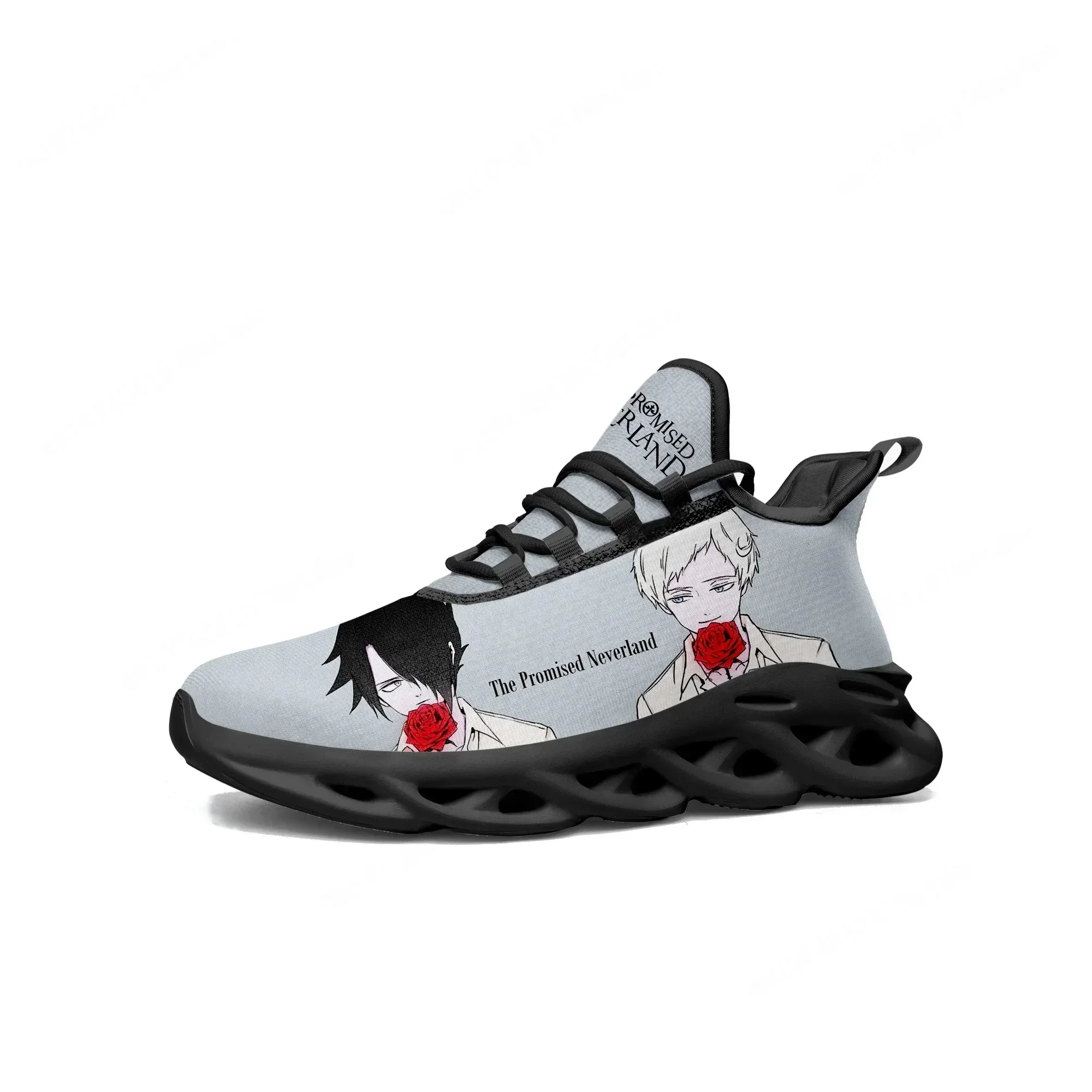 The Promised Neverland Emma Flats, zapatillas deportivas para hombre y mujer, calzado deportivo para adolescentes, calzado deportivo de malla con cordones personalizados de alta calidad