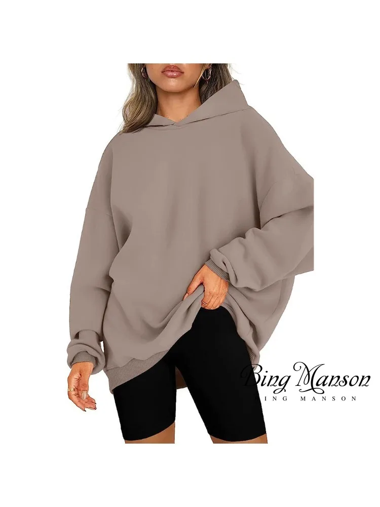 

Women's Autumn and Winter Fashion Style Extra Large Loose Hooded Thickened Sweater Women's Top Casual Street Versatile Sweater