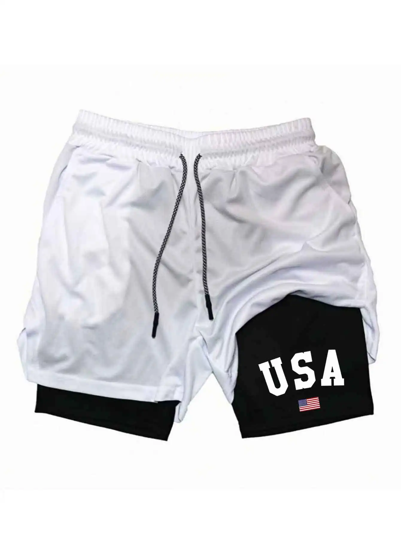 2026 Men's Sports Shorts Printed Sports Shorts, Double Layer, Quick Drying, Basketball, Fitness