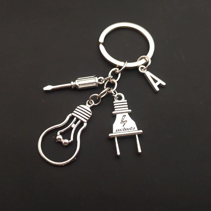 New light bulb screwdriver plug keychain electrician gift electrical property maintenance personnel keychain men's keychain