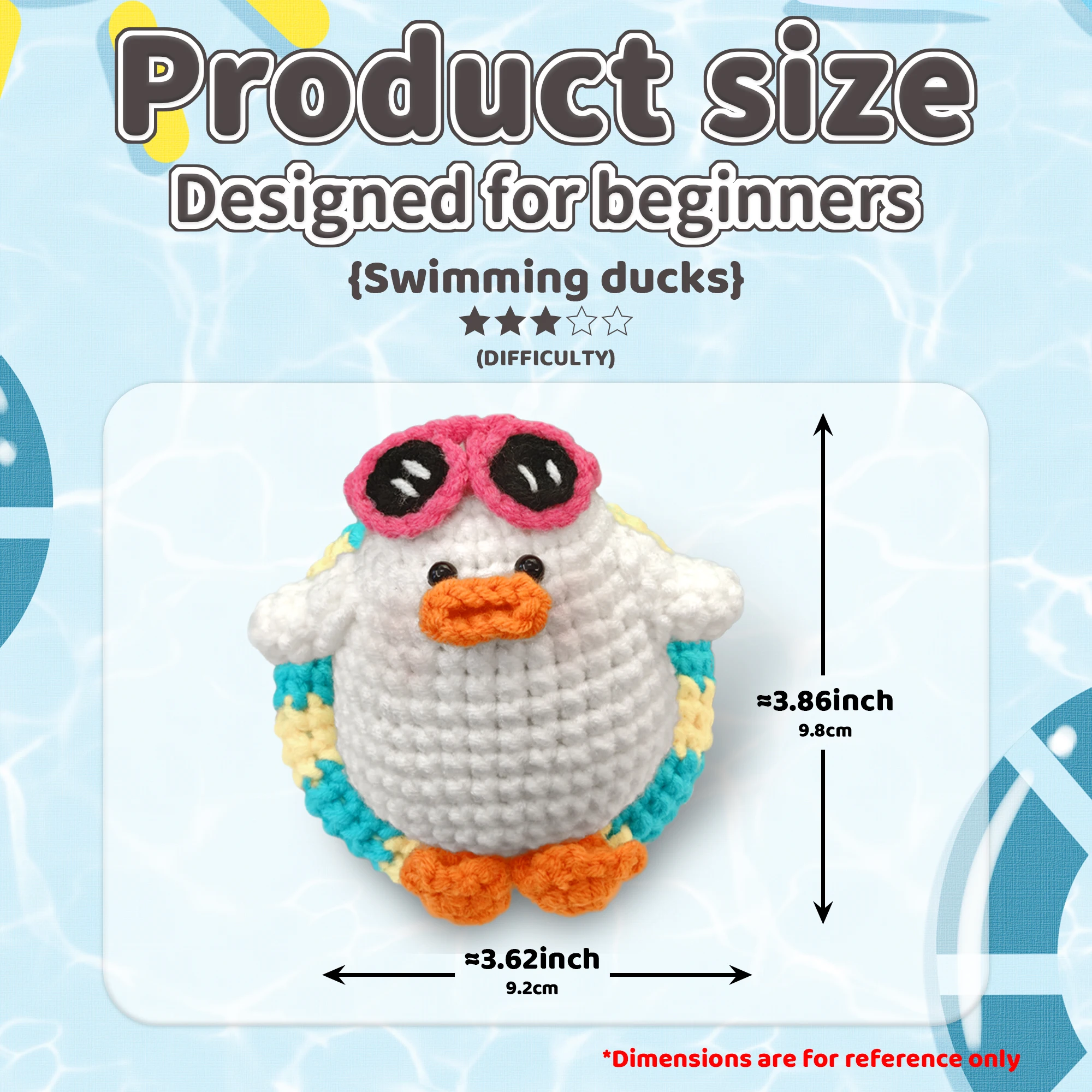 YAMAXIN DIY かぎ針編みキット 初心者向け 水泳をするアヒル クラフトツールセット 初心者向け 簡単な芸術と工芸品 編み物