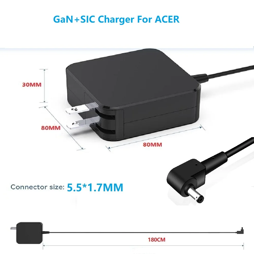 

230W 19.5V11.8A 5.5*1.7mm AC Laptop Power Adapter For Acer PH315-53/54/55 G9-793/591/592 Triton 500 PT515-52 52-73L3 GaN Charger