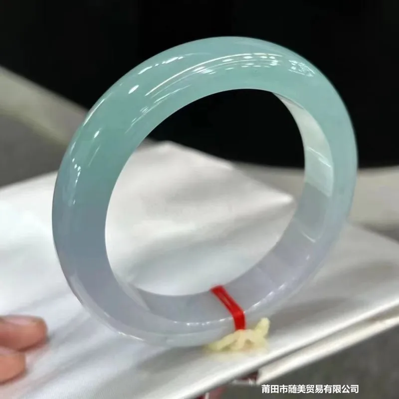 Natural Burmese Old Mine Internet-Famous Jadeite Bracelet for Women, Genuine, Widened and Thickened, Ancient Style, Light Green