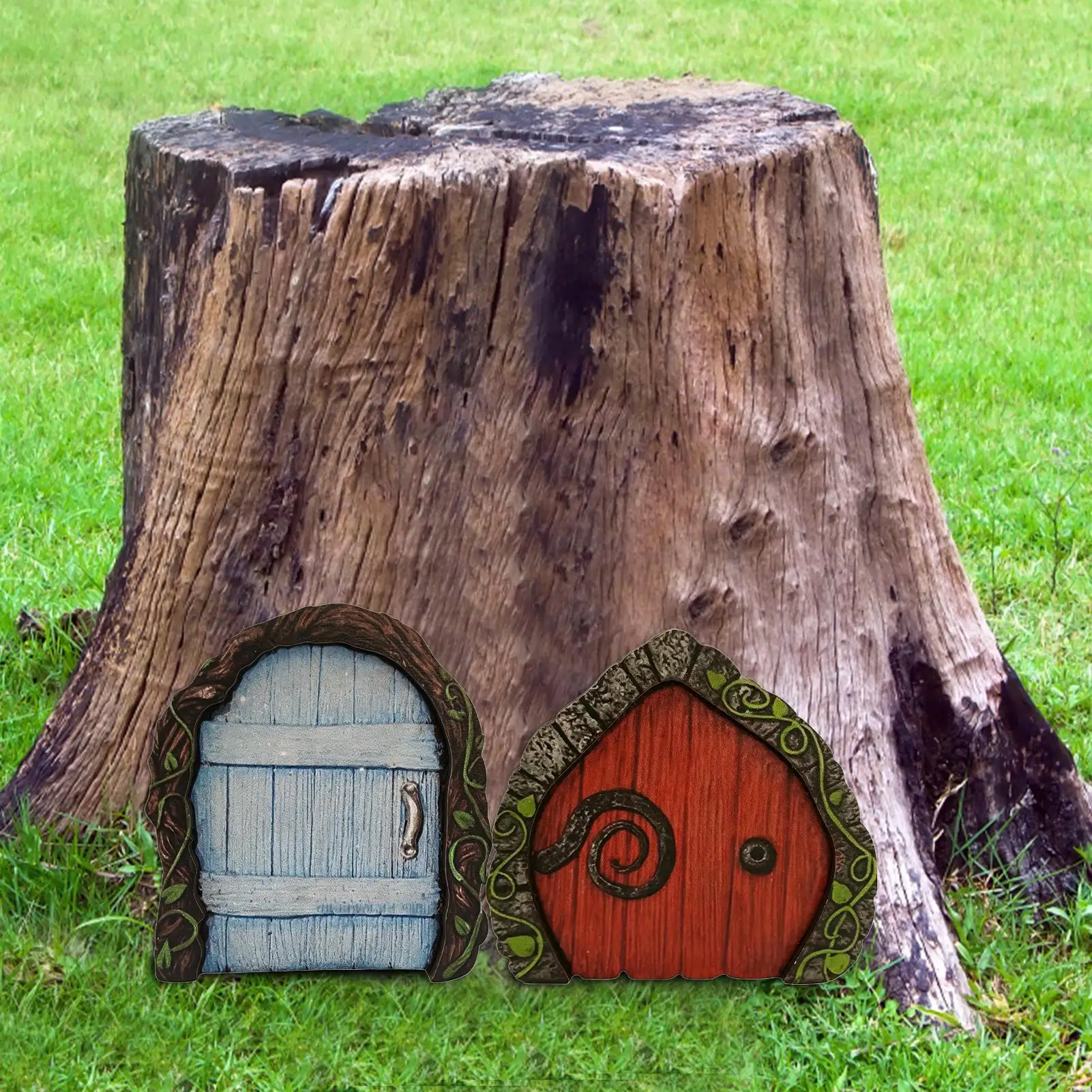 Fairy Door Whimsical Miniature Garden Tree Trunk Ornament for Outdoor Wall Backyard Forest Yard Room Decor