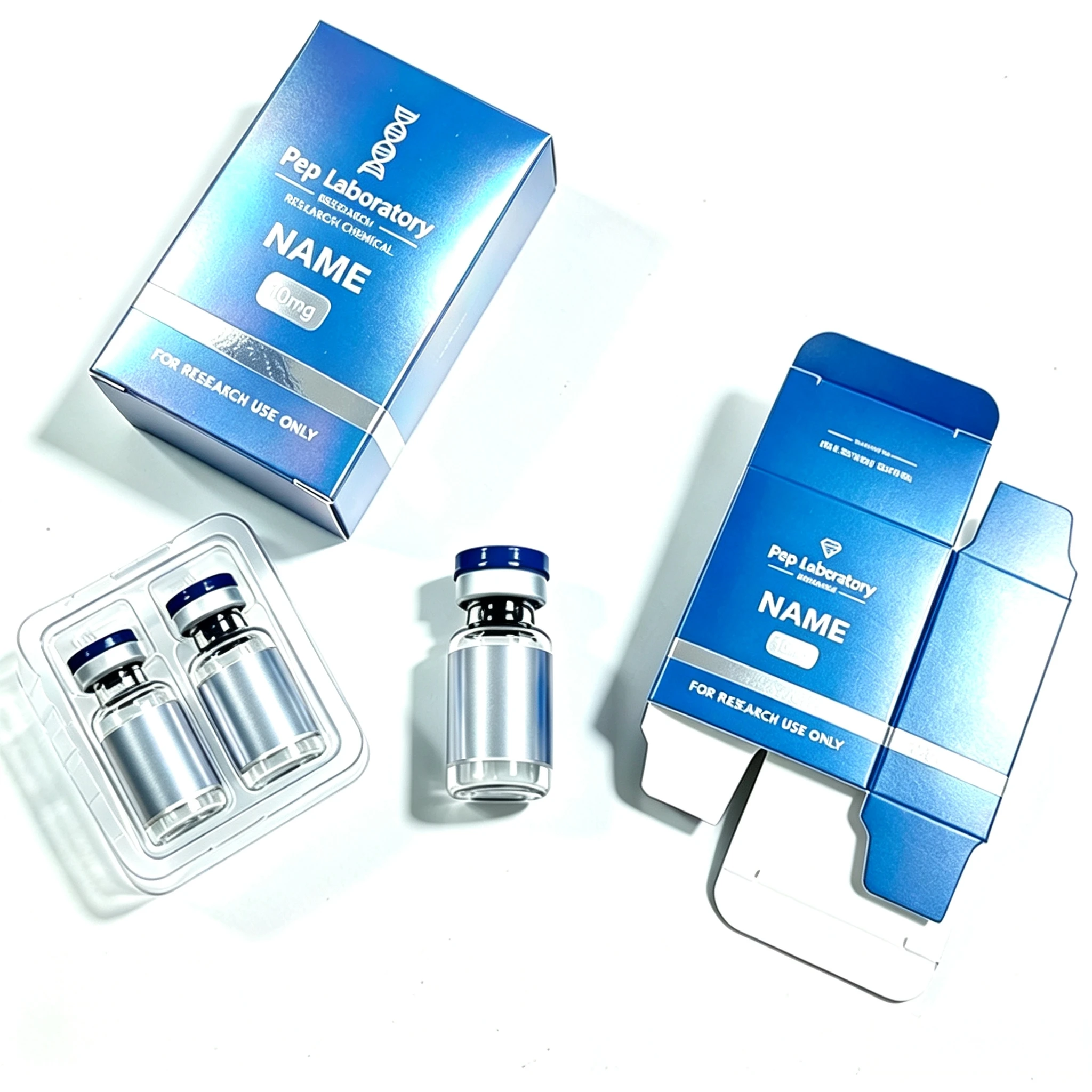 Durable Customized Peptide Vial Paper Packaging Box Single Unit Gift Container For 3ml 10ml Bottle Storage