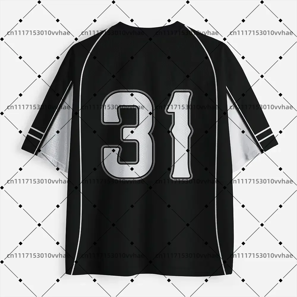 Soulisfree Dark Magic Mesh Jersey Design Digital Print V-Neck T-Shirt Comfortable Sports Short Sleeve