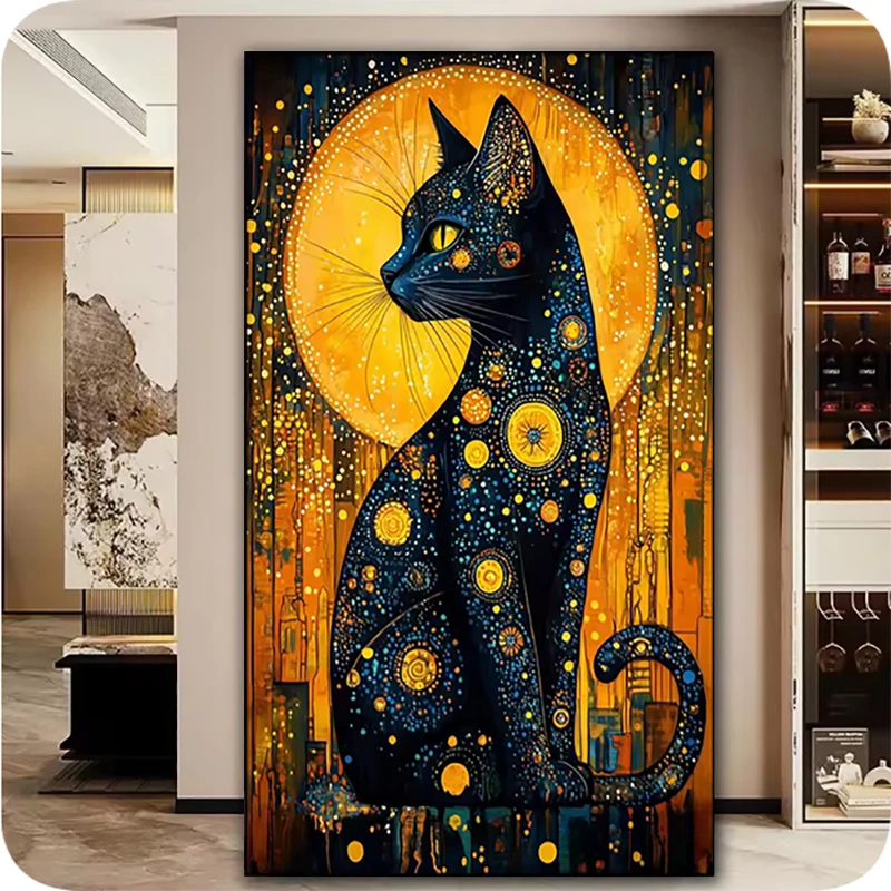 Klimt Black Cat Diamond Painting New 2026 5D Diy Jewelry Cross Stitch Embroidery Diamond Mosaic Home Decoration