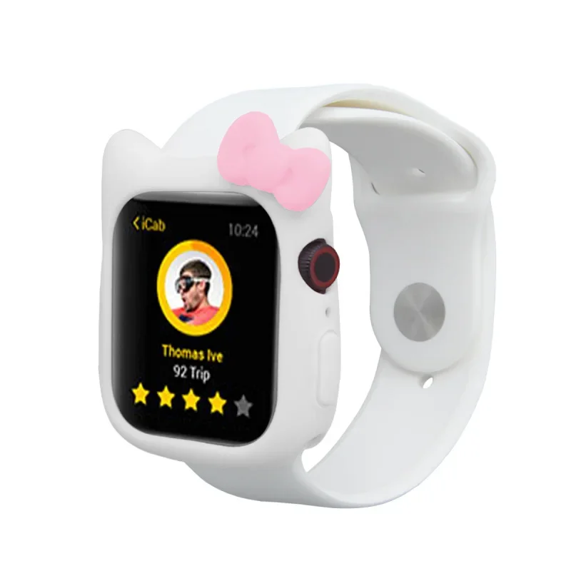 Защитный чехол Hello Kitty Apple Watch для Iwatch, чехол для 38 40 42 44 мм, аниме KT Cat, мягкий силиконовый сменный корпус IWatch