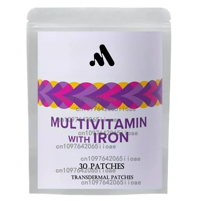 

30 Patches Bariatric Multivitamin with Iron Transdermal Patches for Women, Containing Vitamins B6, B12, D, Calcium, and Zinc