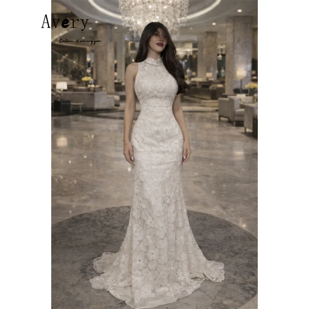 

Avery Custom Fishtail White Flower Round Neck Elegant Dresses for Women Long Party Dresses Woman Luxury Dress Evening 2026 Prom