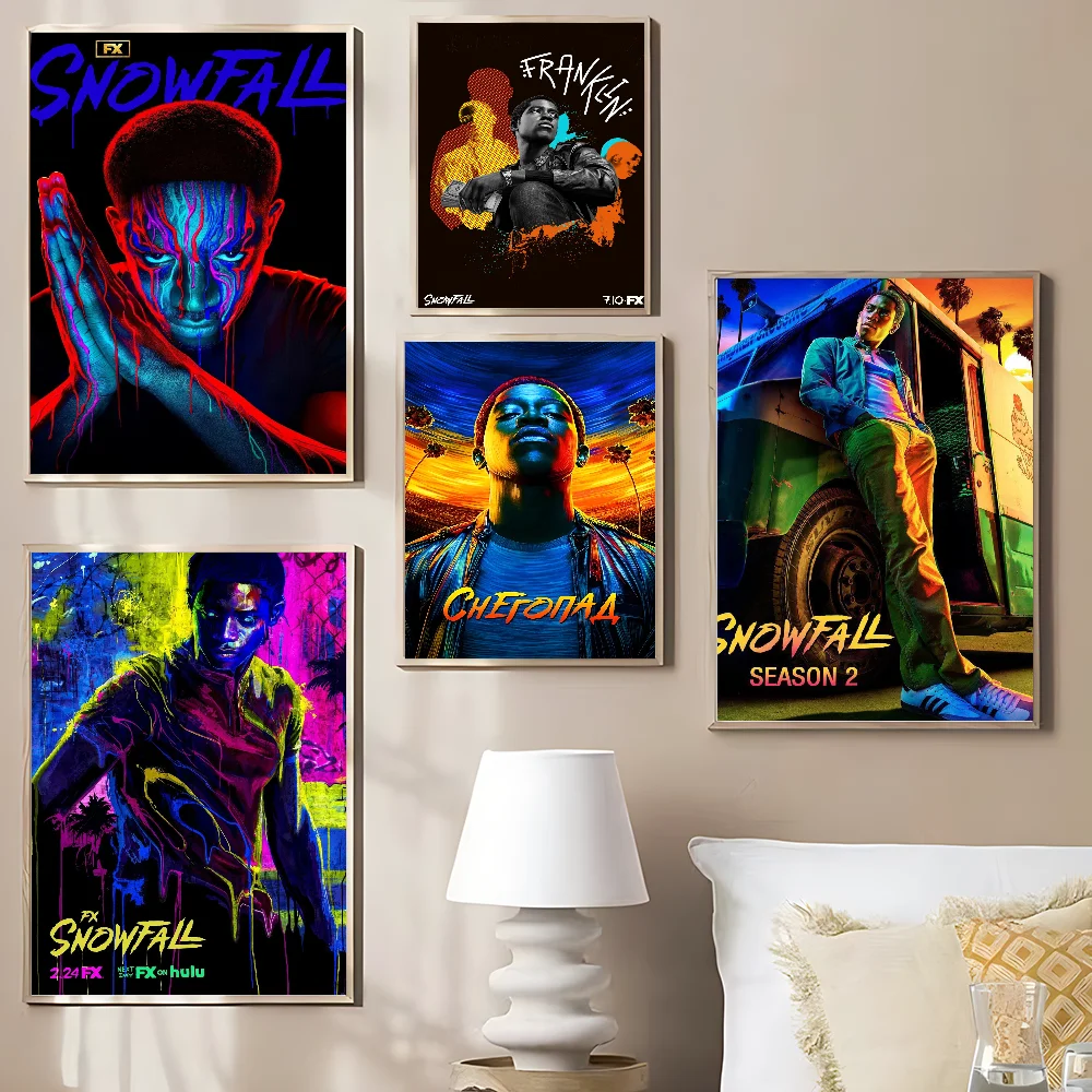 ورقة بيضاء ملصق التلفزيون تساقط الثلوج ، ملصق جودة عالية ، لوحة فنية جدارية ، ديكور غرفة الدراسة