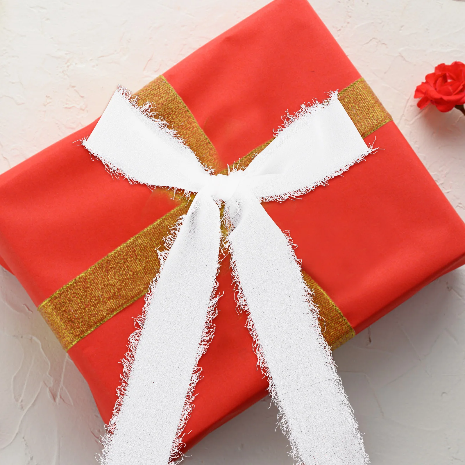 

3 Rolls Frayed Edge Chiffon Ribbons Decorative for Wedding Bouquets Invitations Gift Wrapping Craft Supplies Frayed Ribbons