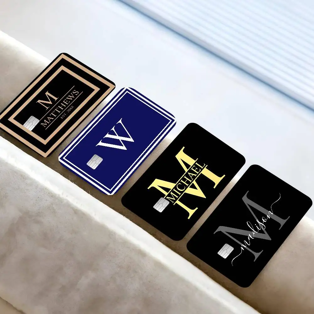 Modern Monogram Name Anime Cartoon Sticker Film Skin for Credit Card Debit Bank Bus Card