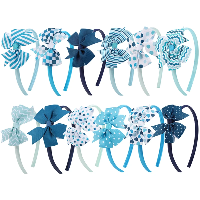 

1/12Pcs Blue Satin Hair Bows Elegant Hair Accessories for Daily Outing Dating Dinner Stage Performance And Other Occasions