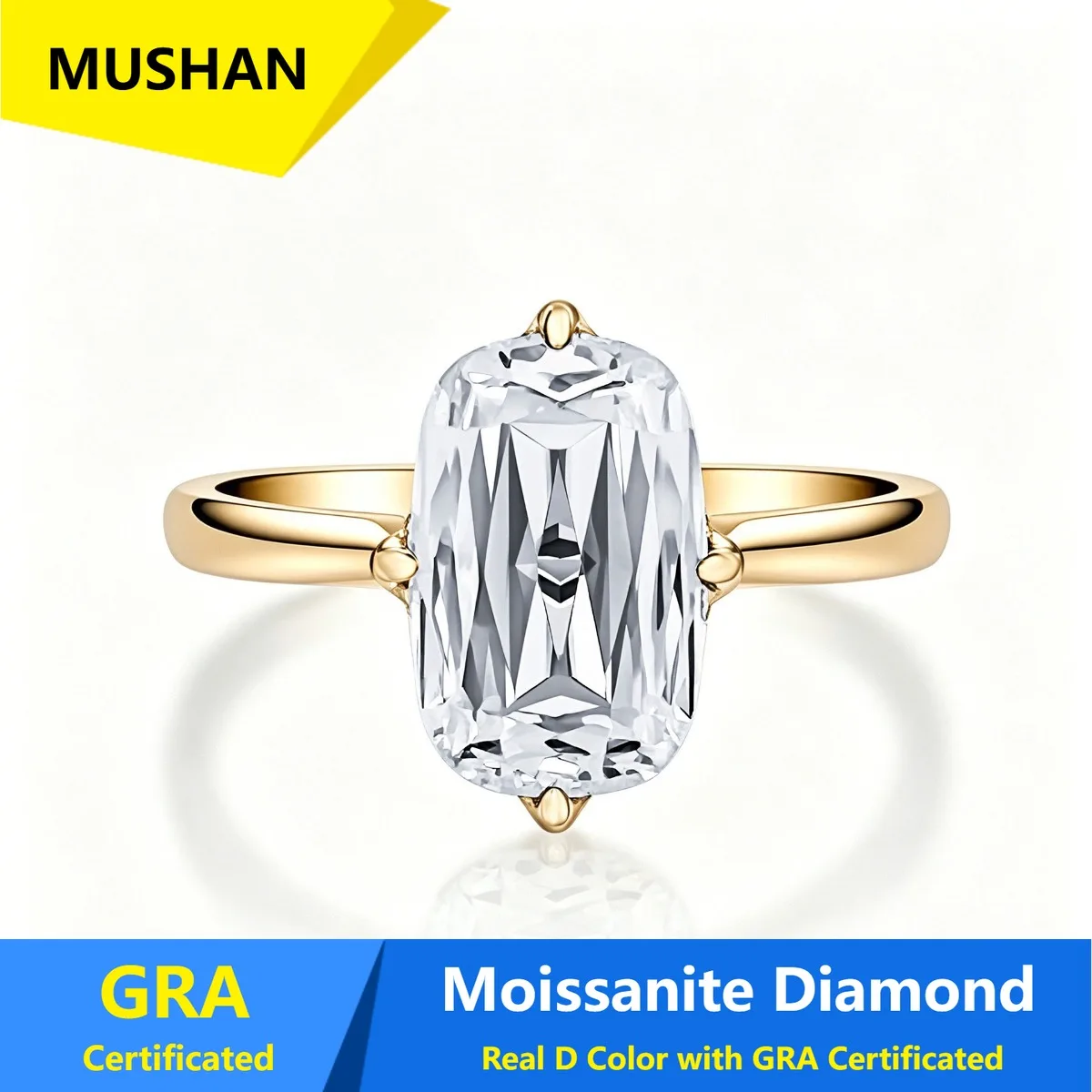 MUSHAN Luxury Jewelry 925 Sterling Silver Ring Band Women GRA Certificate Moissanite Diamond Emerald D Color Rings Fine Jewelry