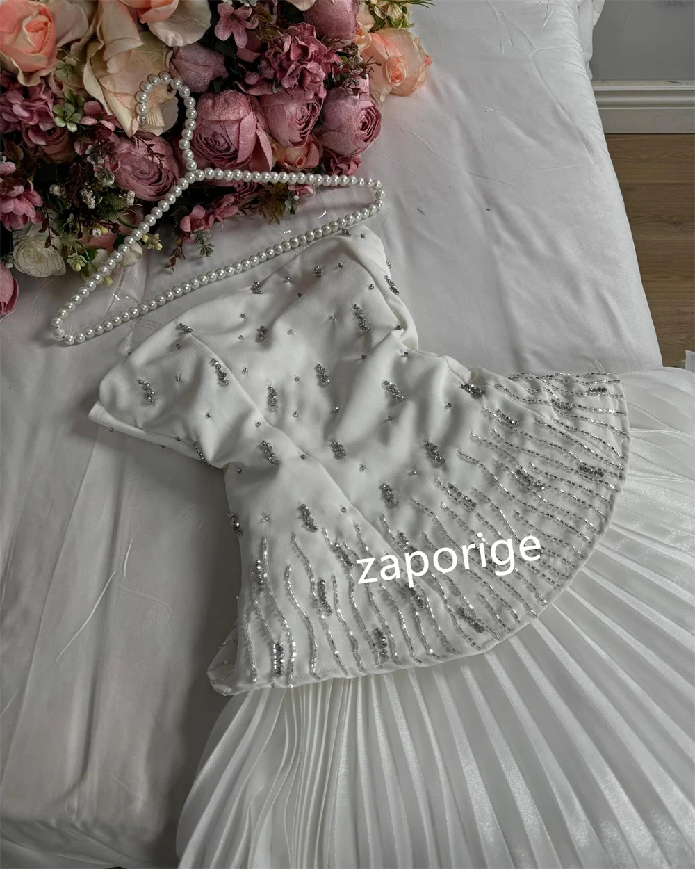 Vestidos largos sin tirantes con pliegues y lentejuelas de Organza exquisitos personalizados, estilo moderno y elegante para ocasiones a medida