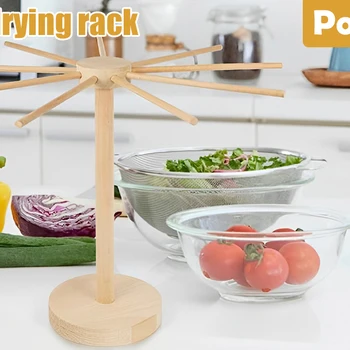 나무 국수 건조 랙, 9 바 손잡이, 탈착식 파스타 스탠드 건조기, 간편한 설치, 걸이식 랙 