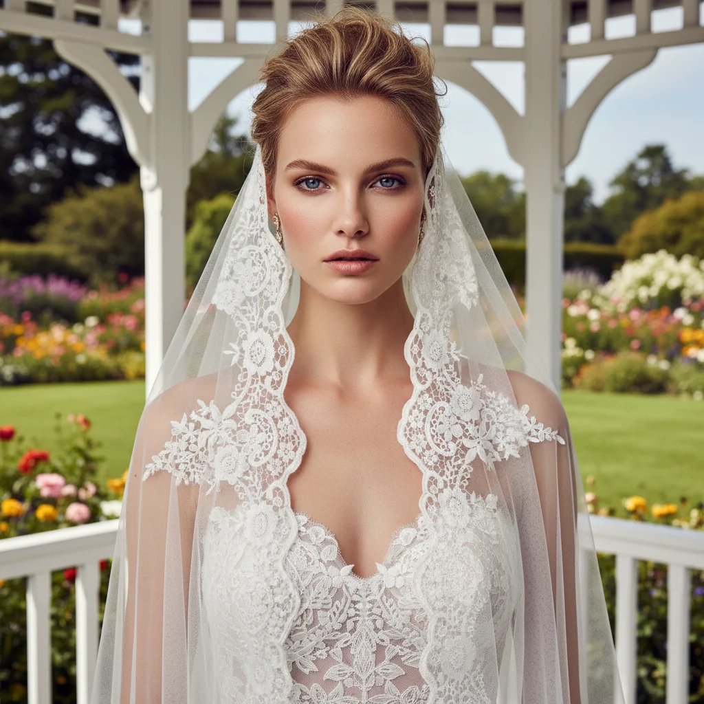 

Вышитая кружевная фата-катедраль с длинным шлейфом, романтическая свадебная фата для церемонии в церкви, официальная свадебная фата G147