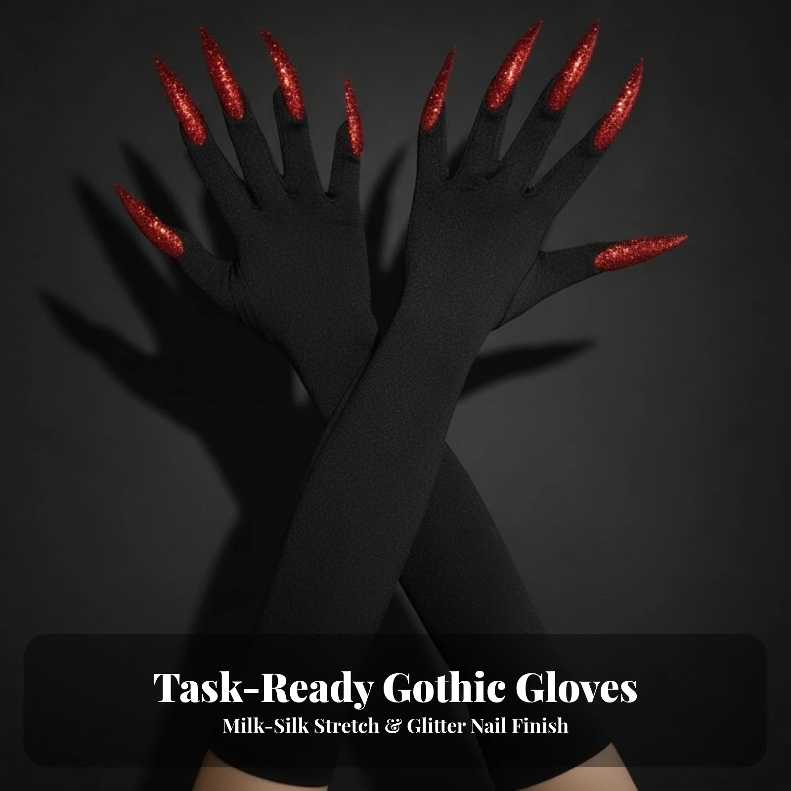 Gloves with Claws Easy to Wear Glove with Glitter Claws Long Costume Glove Comfortable Gloves with Fake Nails Lightweight