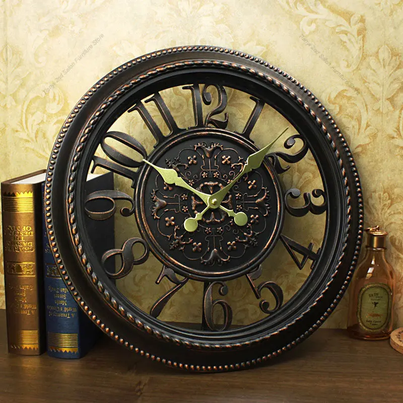 American Retro Clock Nordic Art Living Room Silent Wall Clock Classic Creative Home Decoration ساعة الحاءط FYWC