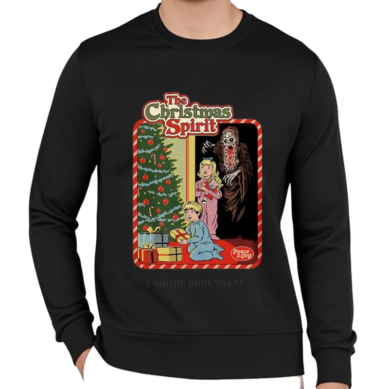 Vintage primavera meninos com capuz o espírito de natal cena de terror impresso treino respirável oneck pulôver clássico moletom com capuz