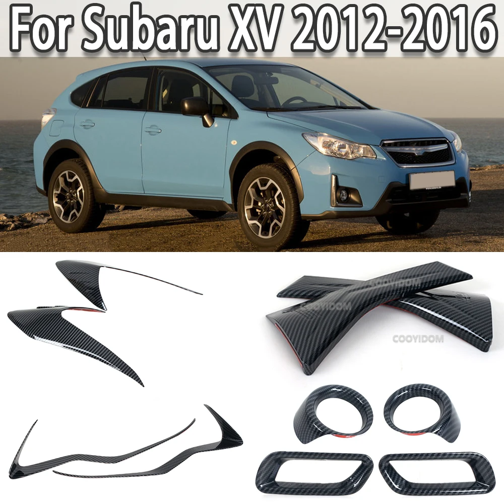 Car Headlight Eyebrow Rear Window Front Rear Fog Lamp Light Frame Cover Sticker Trim ABS Carbon Fiber For Subaru XV 2012-2016