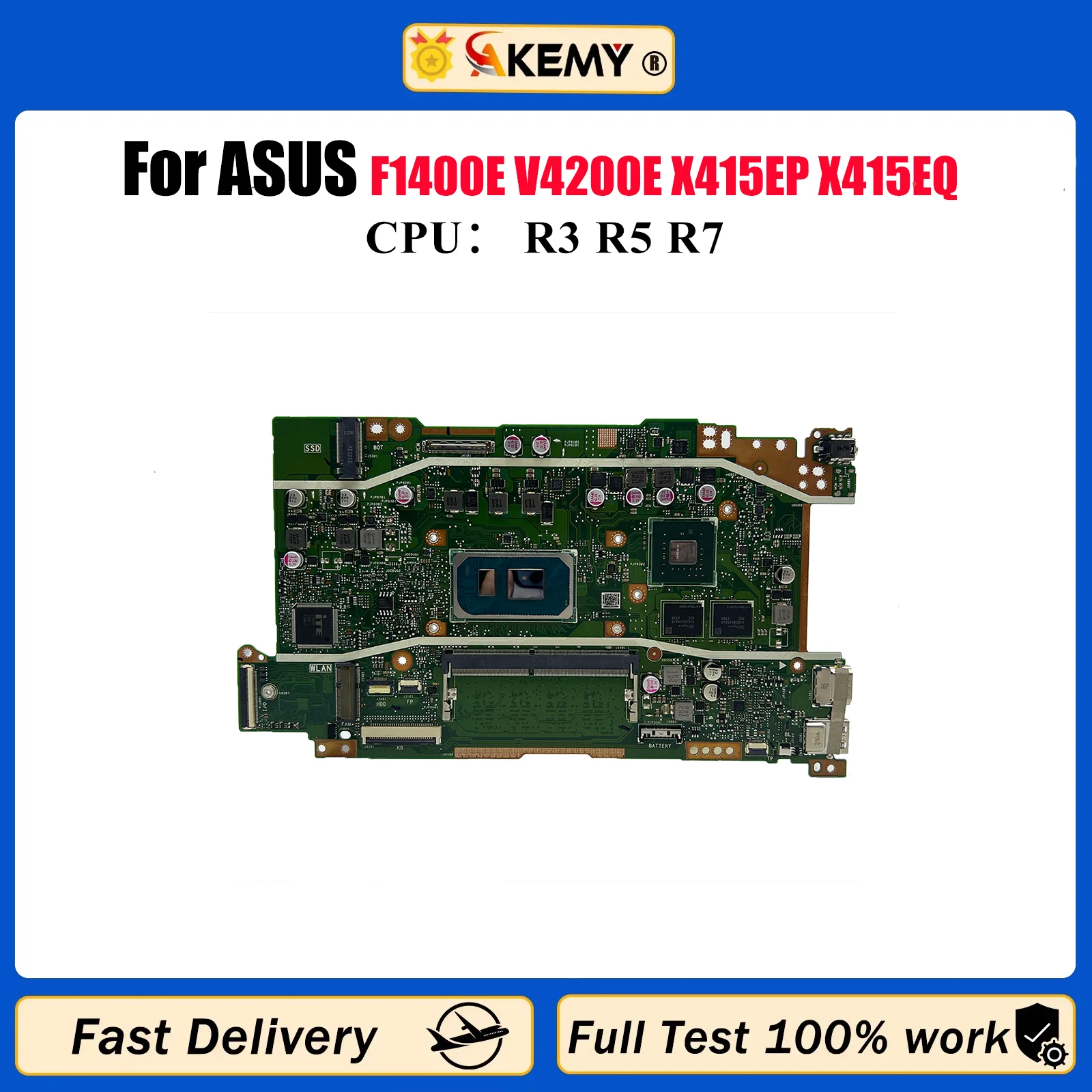 

X415EP Материнская плата для ноутбука ASUS VivoBook X415E F1400E F1500E V4200E V5200E X415EP X415EQ Материнская плата с процессором R3 R5 R7 OK tests