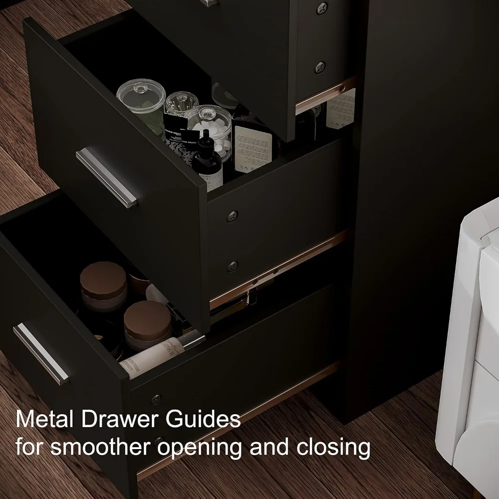 طاولة زينة كبيرة مضاءة بمرآة مع رف تخزين و5 أدراج، مكتب مكياج لغرفة النوم مع مساحة تخزين كبيرة لتنظيم المكياج #5