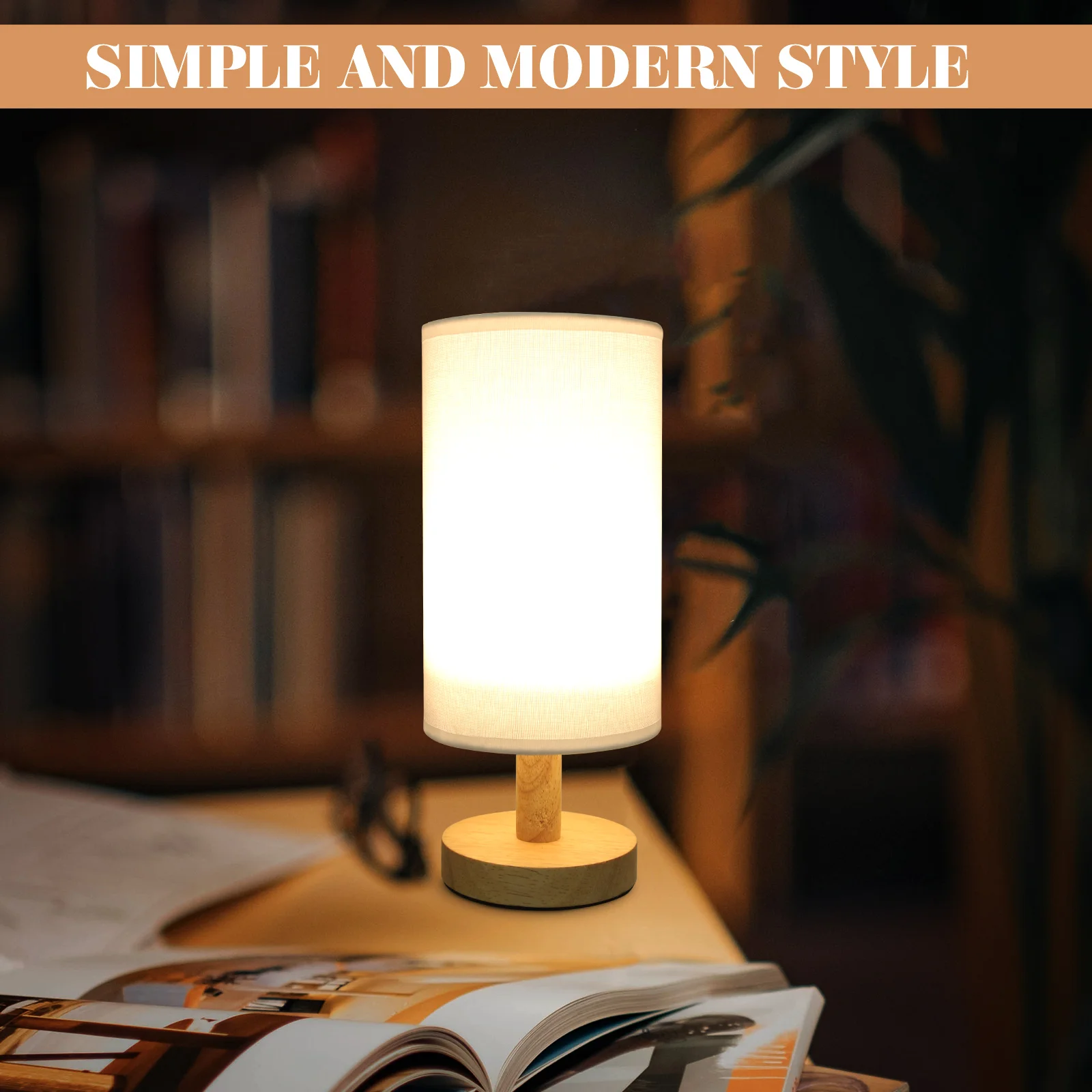 

USB Linen Table Lamp Small Desk Nightst Wooden Bedroom Lamps Bedside Lamps Modern Style Simple Unique Practical Smooth