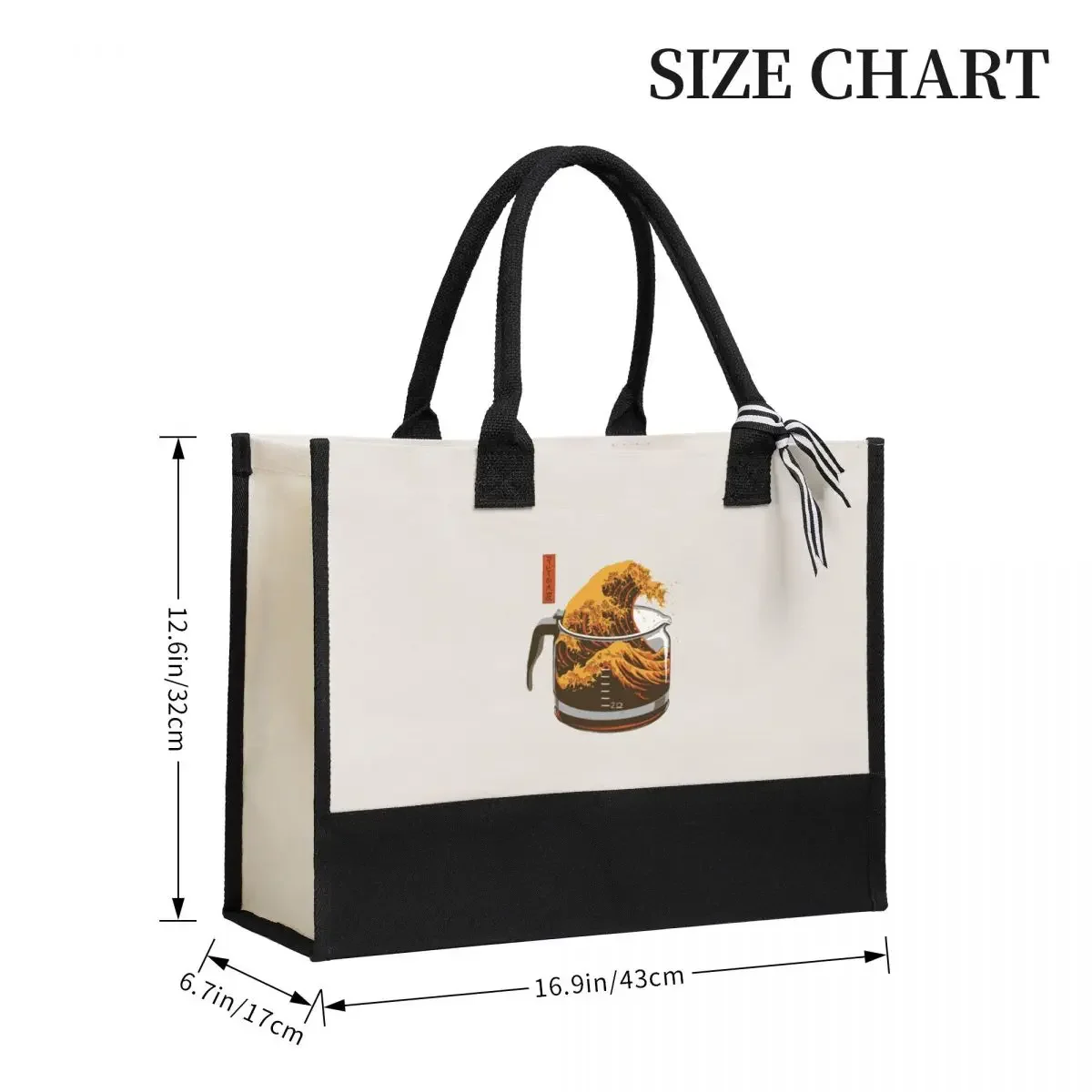 Canvas Gift Shopping Bag The Great Wave Of Caffeine Canvas Large Capacity Bag Customizable Quality Gifts