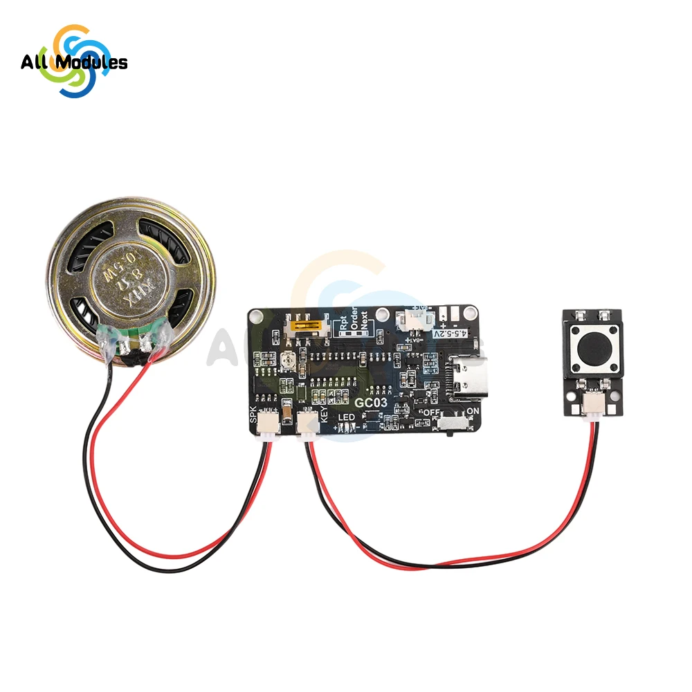 GC03 Recordable Sound Module 8M MP3 Button Control Music Voice Player with Speaker for DIY Greeting Card Gift