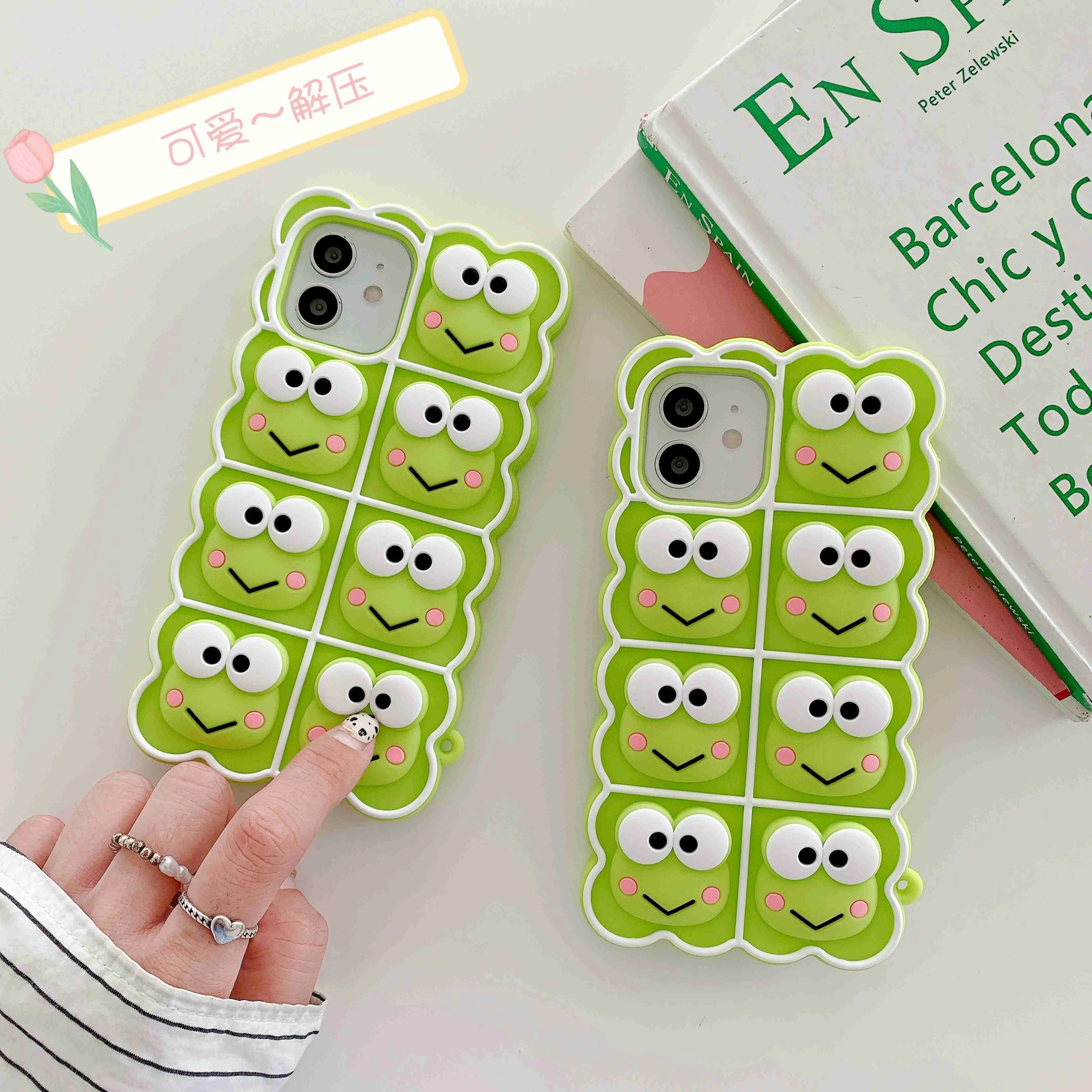 Cartoon 3D relieve stress Lovely frog pattern Case For iPhone 14 14Pro 11 11Promax 13 13Promax X XS XR 12Pro 12Promax Soft shell