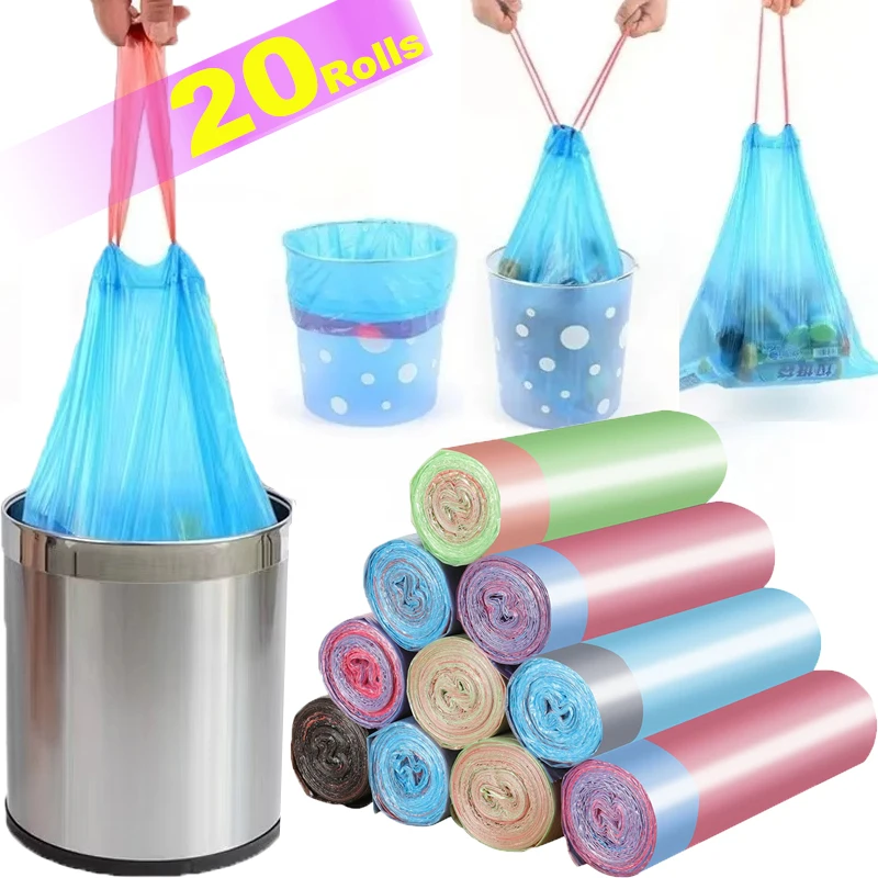 Thickened Garbage Bags with Drawstring Household Disposabl Garbage Bag Trash Bags for Bathroom Office Toilet Kitchen Accessories