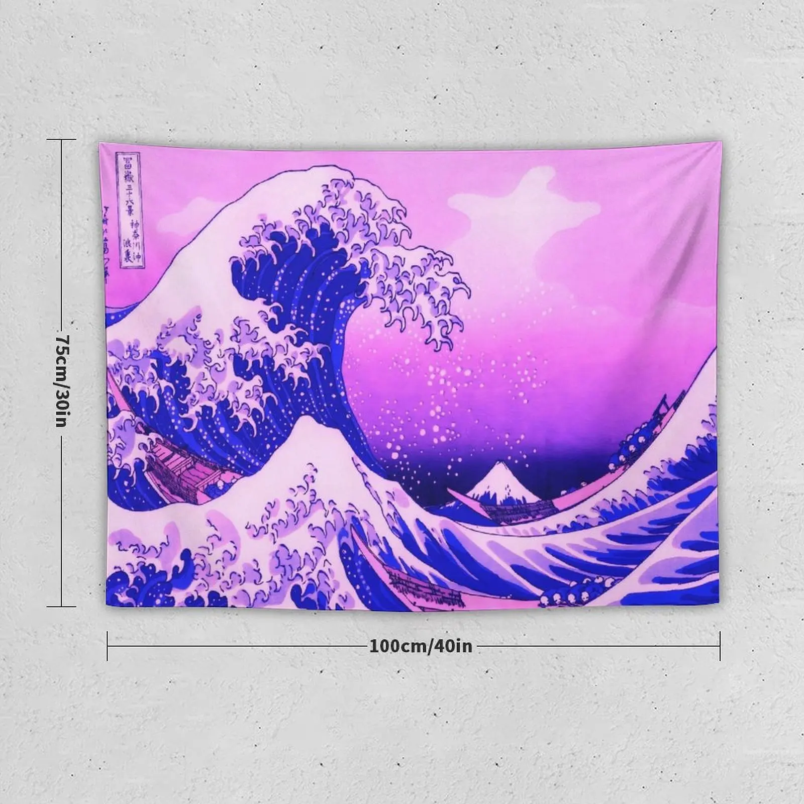 Great Wave Vaporwave Aesthetic Pink Kanagawa Japanese Tapestry Decoration Home Anime Decor Room Decor Carpet Wall Tapestry