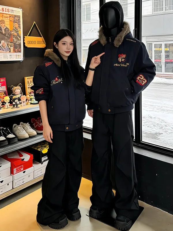 

Мужская зимняя утепленная парка из хлопка с вышивкой «Американский горный орел» и капюшоном