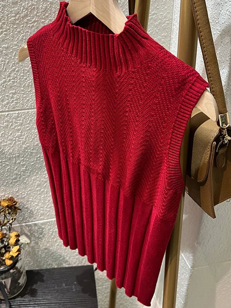 Korea Knitted Vests Women Top Turtleneck  Solid Tank Blusas Y2K 2024 Summer New Fashion Female Sleeveless Casual Thin Tops