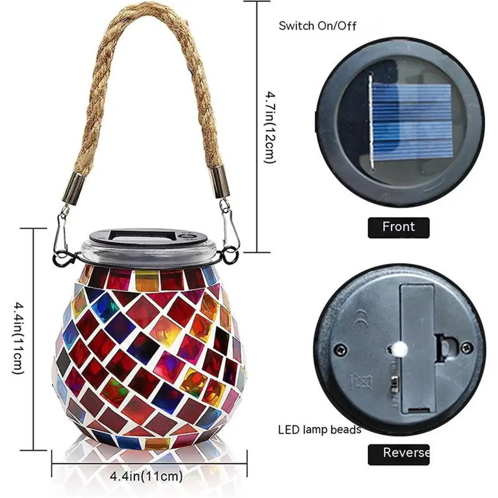 

Solar Outdoor Mosaic Lantern Solar Lights Hanging Lanterns Waterproof Table Lamp Mosaic Night Light For Garden Patio Party