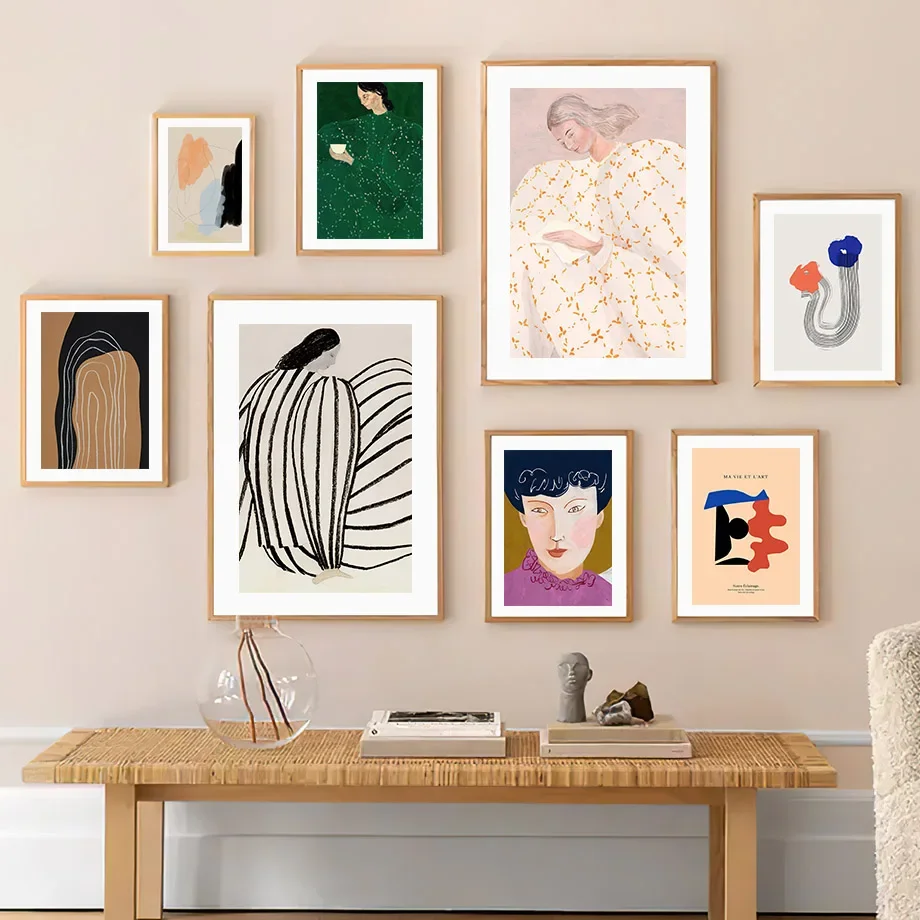 صوفيا ليند منامة امرأة مجردة الهندسة خط الشمال ملصق جدار قماش رسم مطبوع اللوحة فتاة صور لغرفة المعيشة ديكور