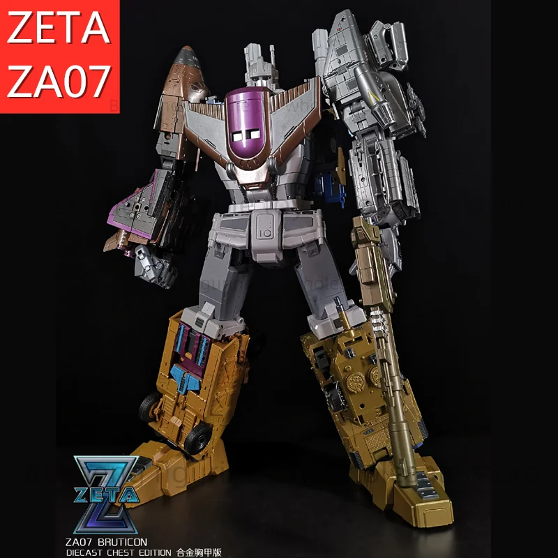 Transformed Toys ZETA ZA07 ZA-07 Metallic Bruticus 5 IN 1 Oversized Alloy Chest Armor Chariot Team Action Figure Robot