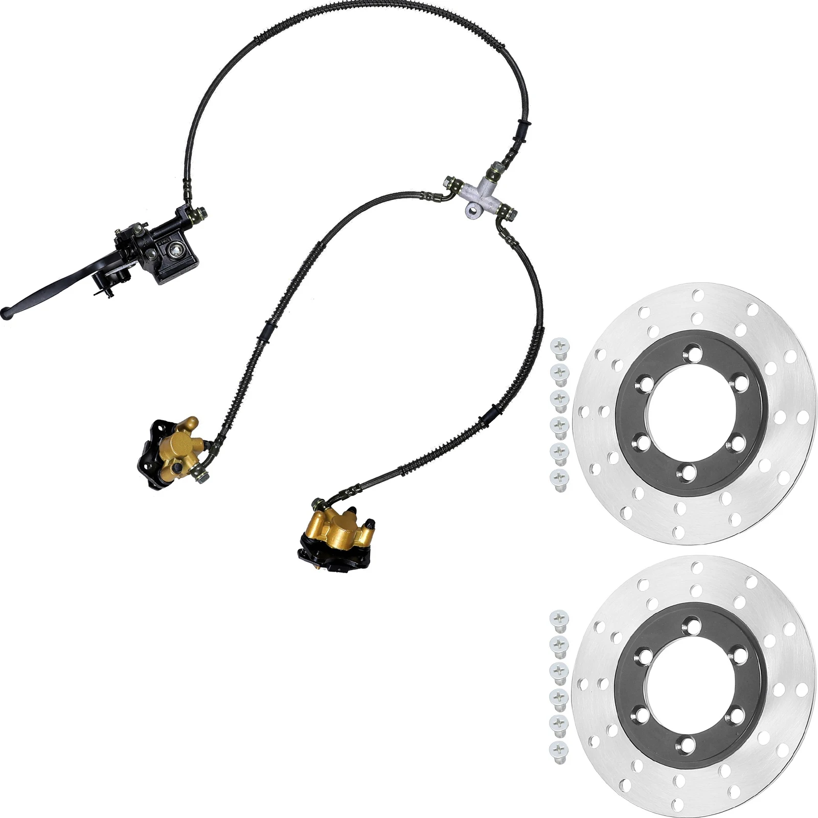 TDPRO Go Kart Гидравлический передний двойной тормозной суппорт + дисковый ротор Quad ATV Buggy 125cc 150cc