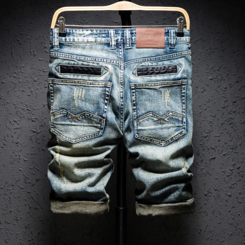 

JXN823 Korean version of the retro do old new denim shorts men straight Slim five trend in the trousers