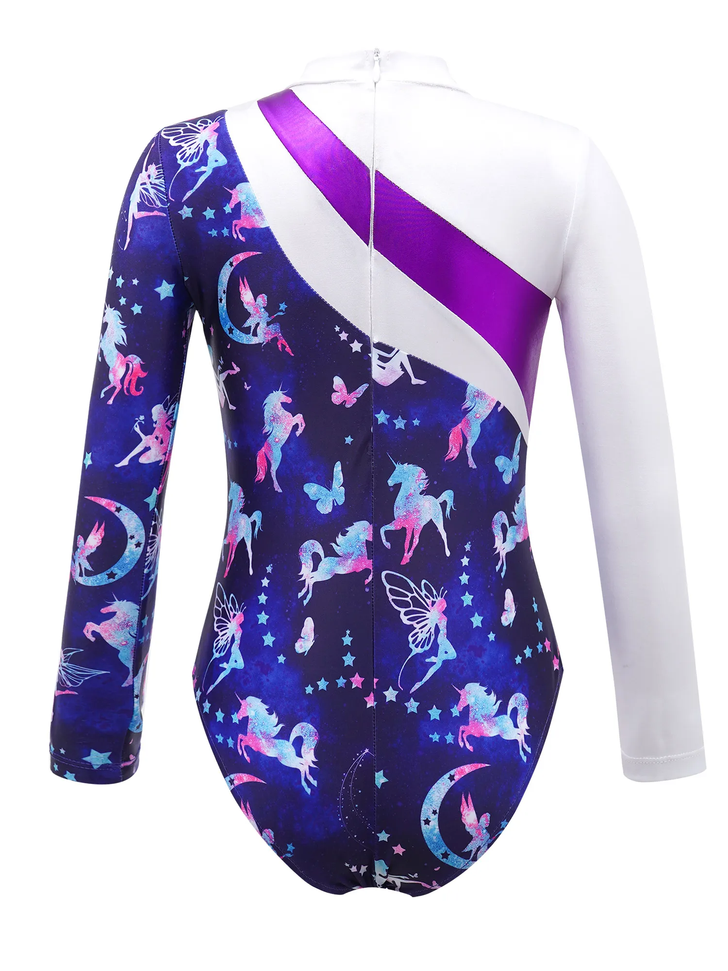 Bambini ragazze Cute Cartoon Print body manica lunga Color block tuta intera per ginnastica costumi da ballo spotwear