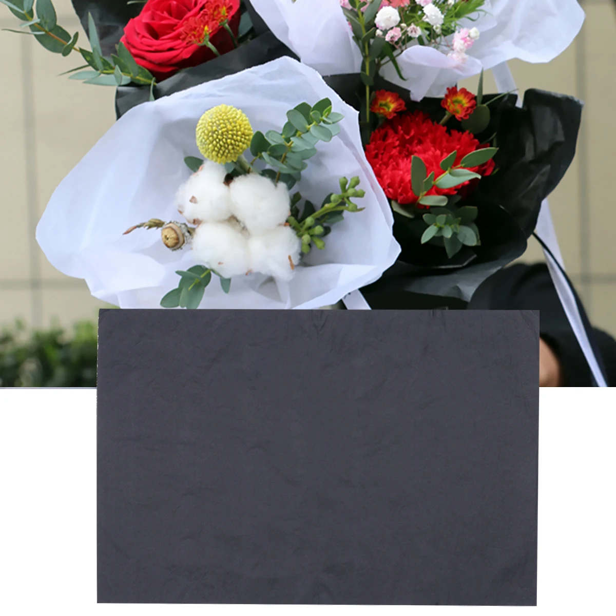 

36 Pcs Gift Wrapping Paper Black Floral Tissue Flower Packing Paper Valentine Holiday Season Eco Friendly Easy Fold DIY Craft