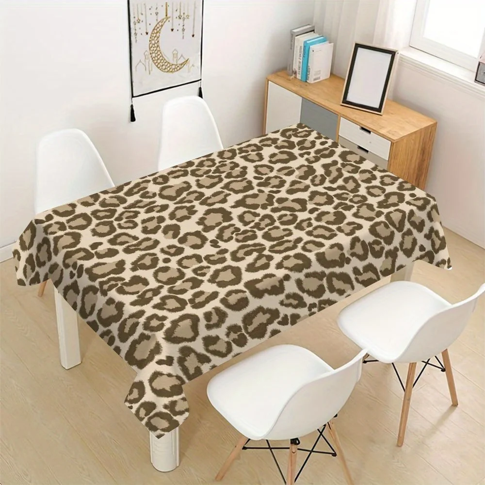 Waterproof Leopard Print Tablecloth for Dining Room Home Decor Spill Proof Table Cover for Kitchen Countertop