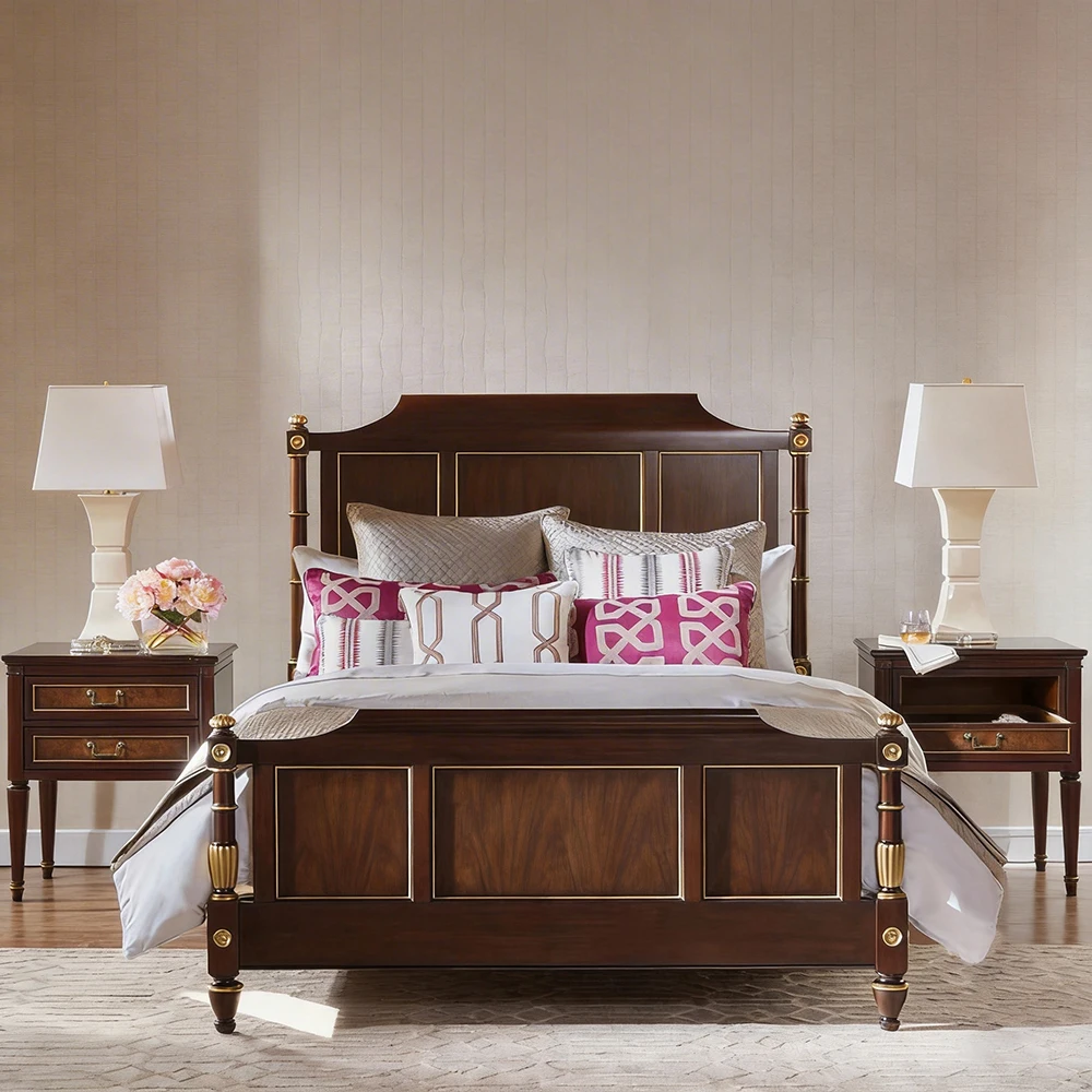 #American Modern Bedroom Furniture Set With Full Size Fabric Bed And Dressing Table For Villa Interior Design