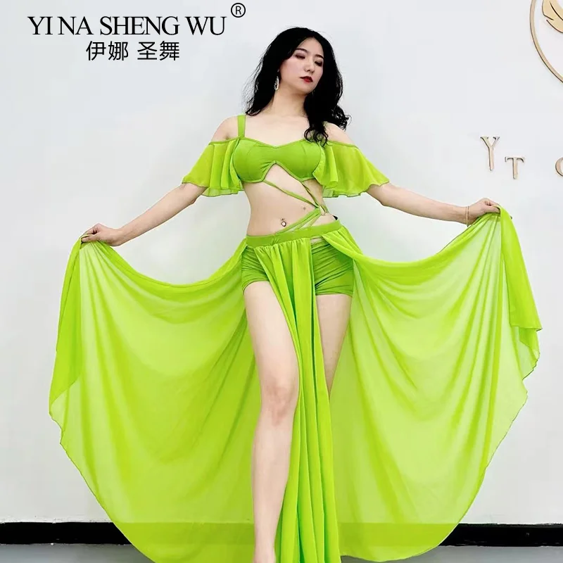 

Belly Dancer Costume Belly Dance Professional Clothing Dance Practice Performance Set Sexy Top Split Skirt Women Oriental Gowns