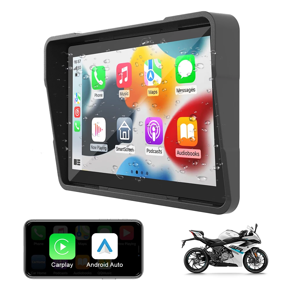 

5 Inch Motorcycle GPS Navigation Carplay Android Auto Multimedia Player Portable Waterproof Touch Screen TPMS CSM550